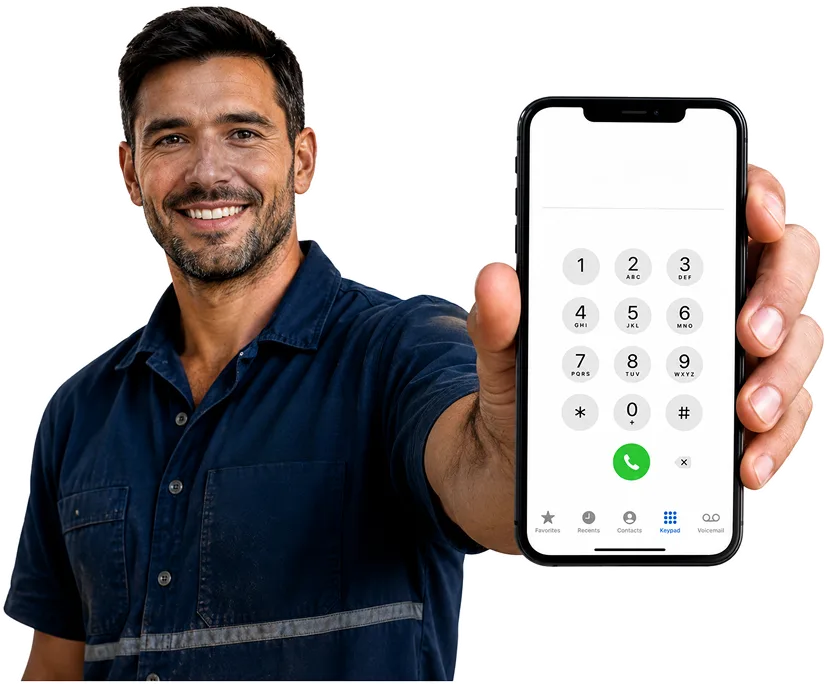 Plumber answering a Chiswick enquiry by phone