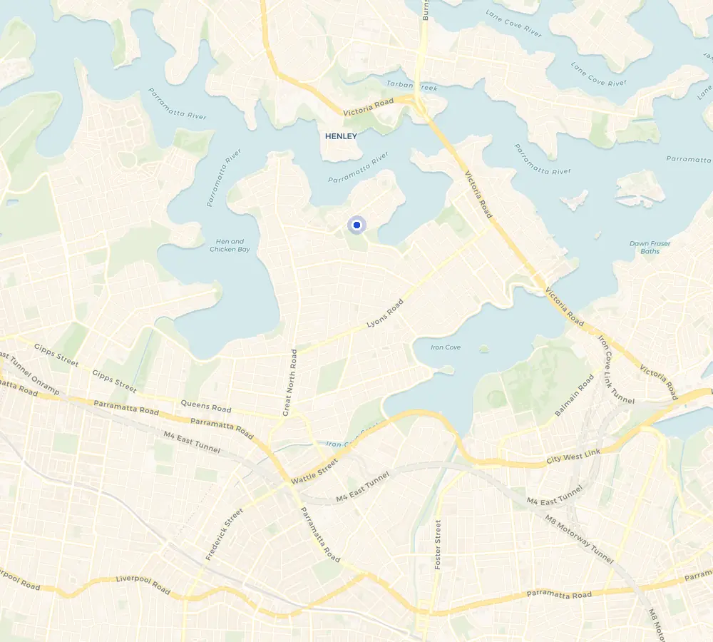 Map of the Chiswick service area and the surrounding Inner West, showing Chiswick and the nearby streets we cover.
