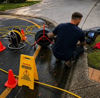 Repairing a burst drain pipe at a Chiswick home